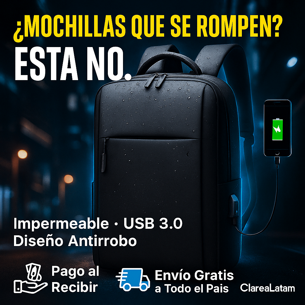 MOCHILA URBANA DIVISIÓN™ – CARGA USB Y IMPERMEABLE (-50%OFF + ENVÍO GRATIS)