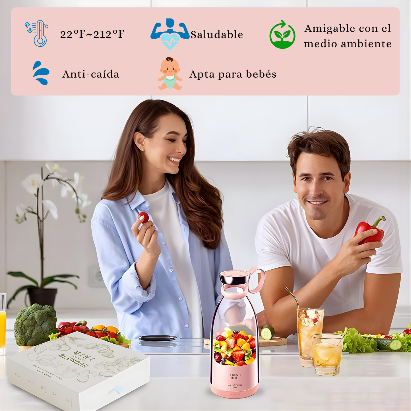 Mini licuadora portátil: licúe en cualquier lugar y en cualquier momento: ¡nutrición fresca para llevar!