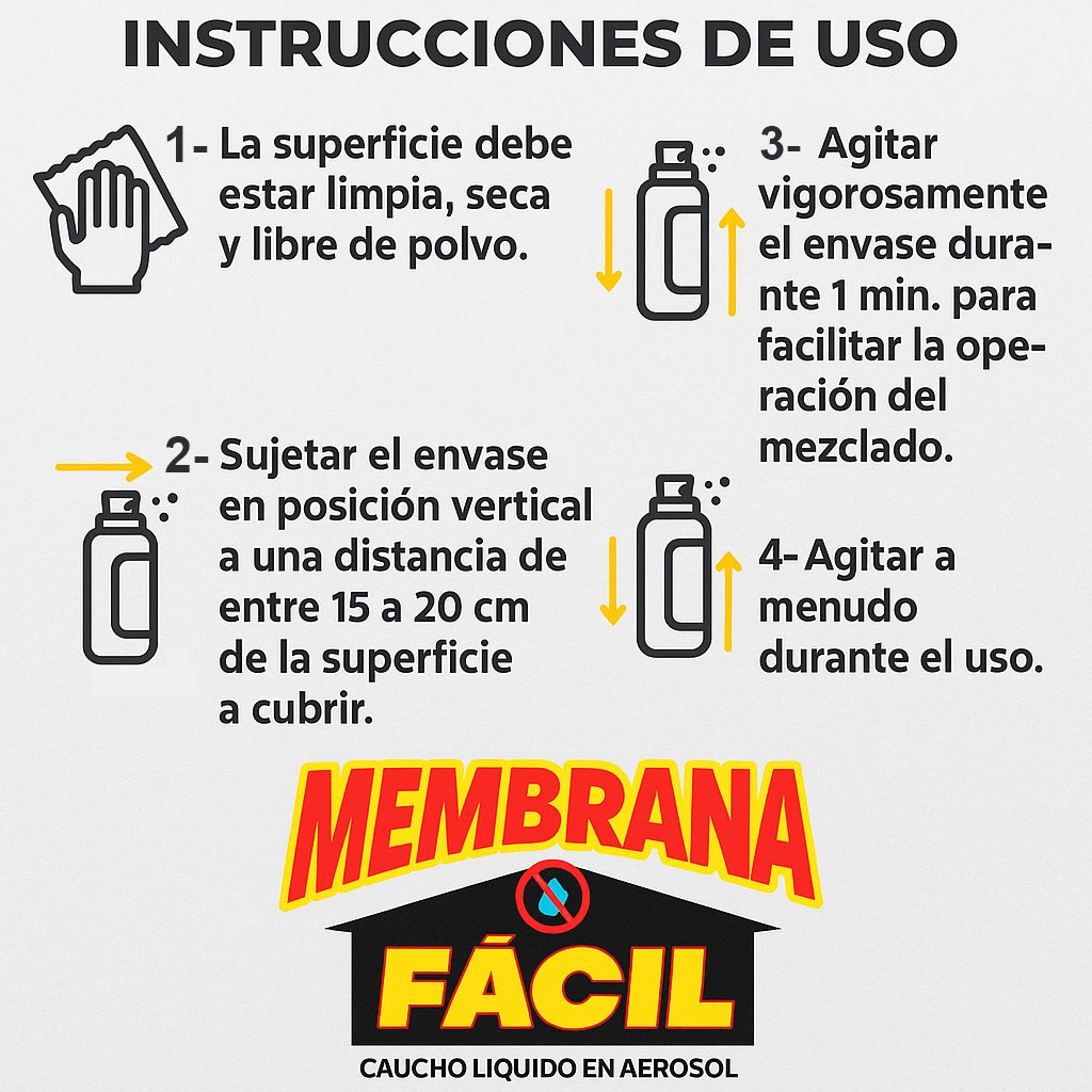 Membrana Fácil Aero – Caucho Líquido Sellador Impermeable en Spray | Sella Goteras al Instante y Protege Techos, Paredes y Chapas