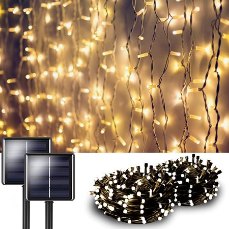 Luces Navidad Exterior Solares Guirnalda Led 20m Impermeable 200 Luces Cálidas