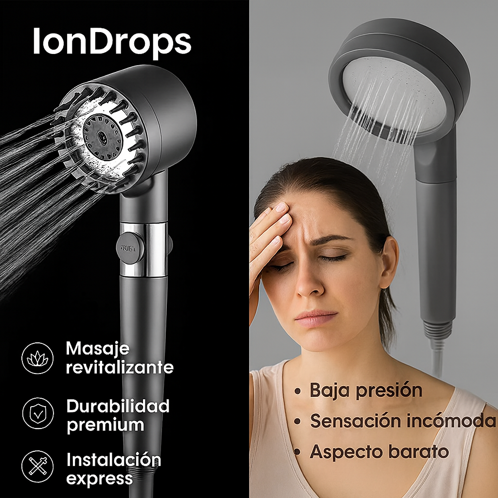 IonDrops™ -  La Ducha Potente que Ahorra Agua y Revitaliza Tu Cuerpo