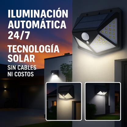 Reflector Solar Inteligente 100 LED con Sensor de Movimiento | Iluminación Automática, Impermeable y sin Cables