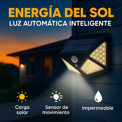 Reflector Solar Inteligente 100 LED con Sensor de Movimiento | Iluminación Automática, Impermeable y sin Cables
