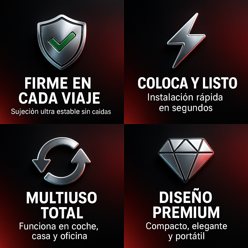 Soporte Premium 360° – Estabilidad total en coche y hogar (Stock Limitado)