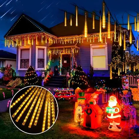 Lluvia De Meteoritos Tubos Led Cascada Luces Amarillas