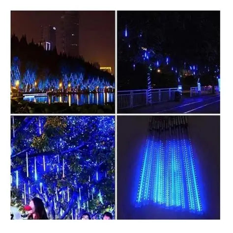 Lluvia De Meteoritos Tubos Led Cascada Luces Amarillas