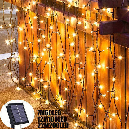 Luces Navidad Exterior Solares Guirnalda Led 20m Impermeable 200 Luces Cálidas