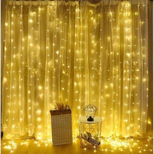 Cortina De Luces Led Navidad 3 X 3 Metros Calida 300 Led Control Remoto Y Usb Lluvia Tiras 8 Modos De Iluminación Decorativa Interior Y Exterior Decoración Fiestas, Casamientos, Fácil De Instalar.