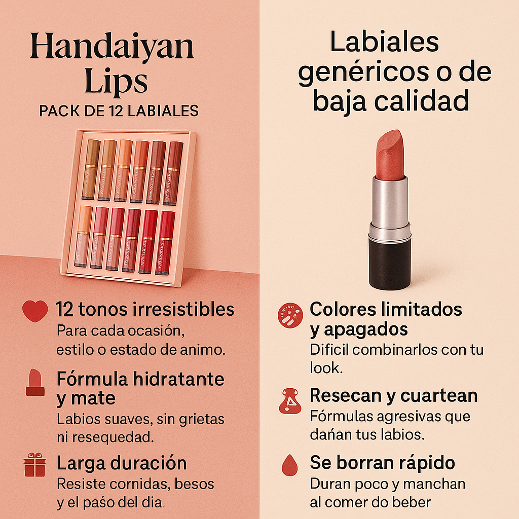 Handaiyan Set 12 Pintalabios Mate de Alta Cobertura – Larga Duración