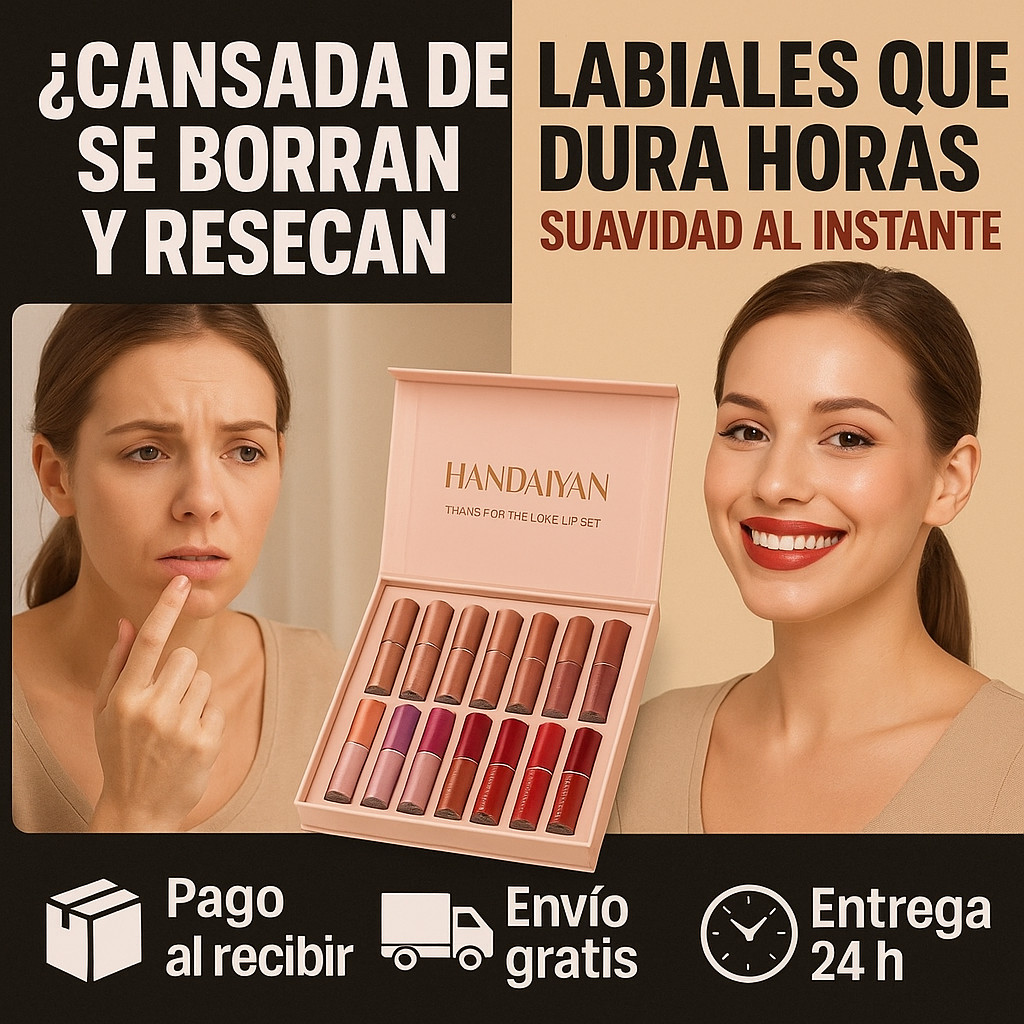 Handaiyan Set 12 Pintalabios Mate de Alta Cobertura – Larga Duración