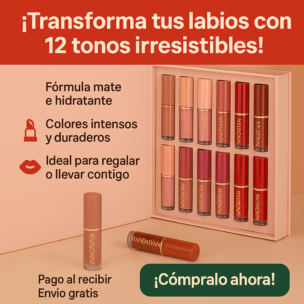 Handaiyan Set 12 Pintalabios Mate de Alta Cobertura – Larga Duración