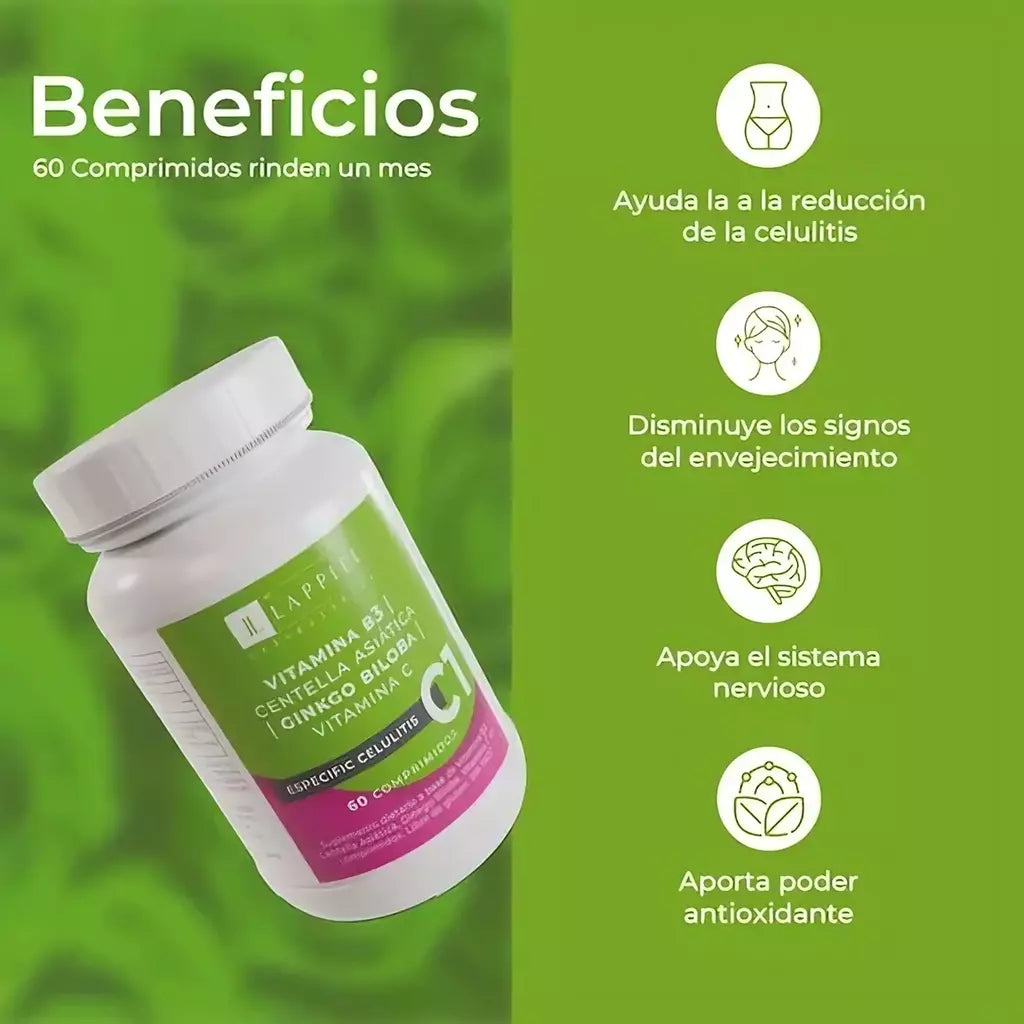 ANTI CELULITIS CENTELLA ASIATICA GINKO BILOBA / 60 COMPRIMIDOS