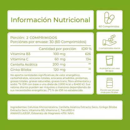 ANTI CELULITIS CENTELLA ASIATICA GINKO BILOBA / 60 COMPRIMIDOS