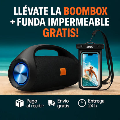 Boombox Portátil de Alta Potencia + Regalo Impermeable